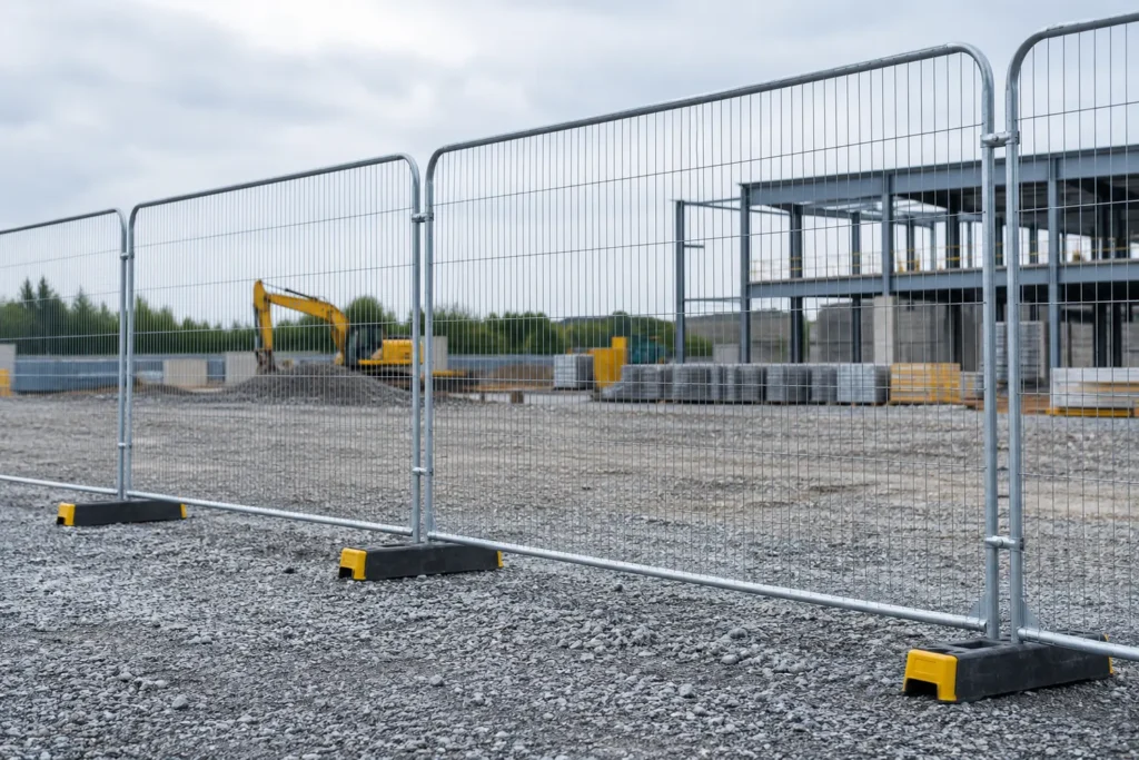 Temporary fencing installed around a construction site